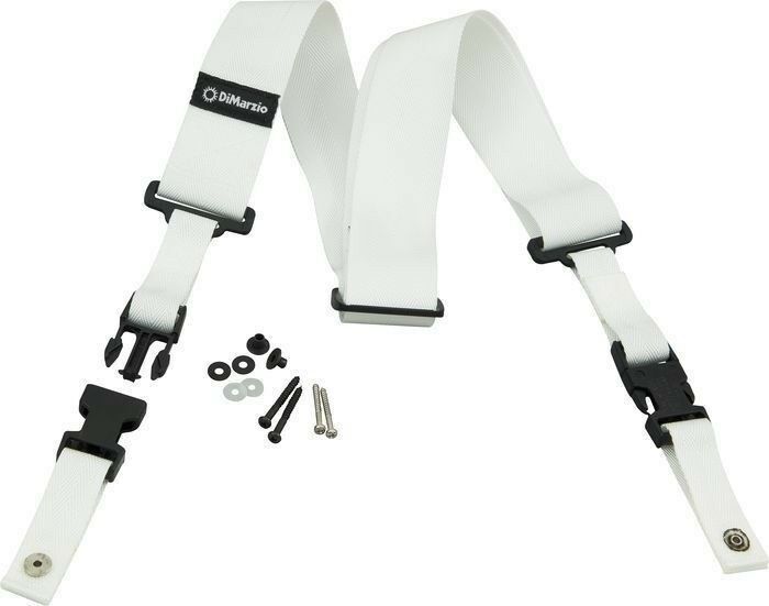 DiMarzio 2 Inch Nylon Clip Lock Guitar Strap, White *NEW* Cliplock, Heavy Duty