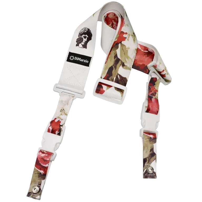 Dimarzio ClipLock Polyphia Floral Music White Guitar Strap