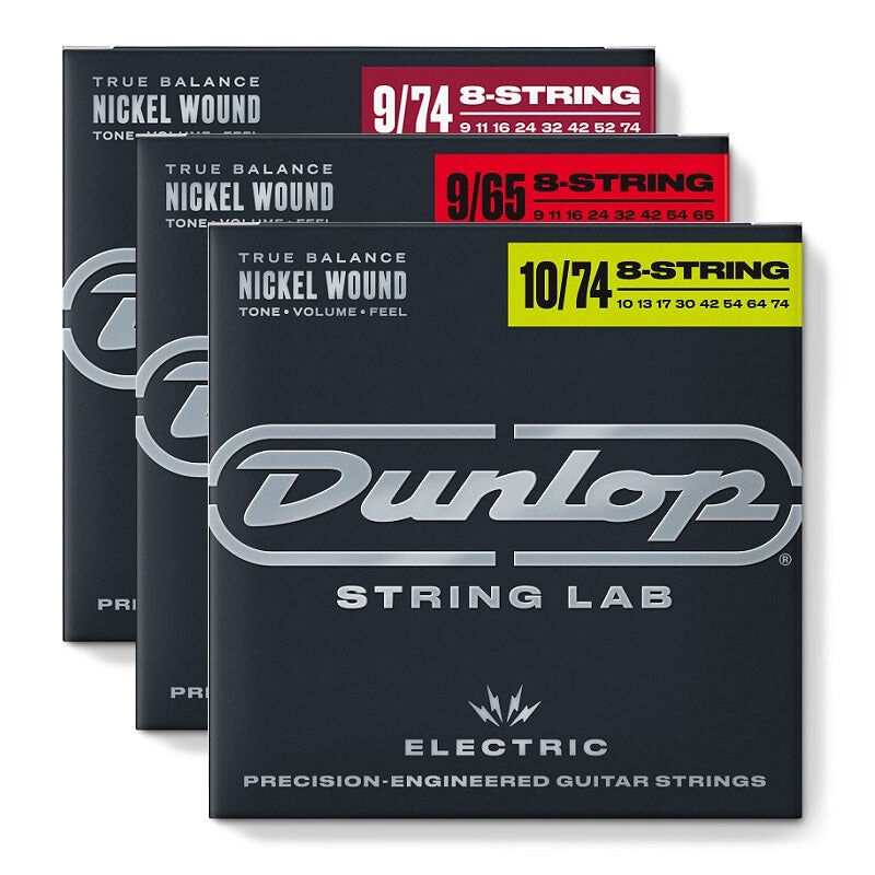 Dunlop Electric Guitar Nickel Wound 8-String Set Hybrid Extra Light 9-74