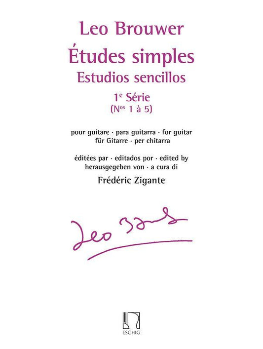 Brouwer - Etudes Simples Vol. 1 Nos. 1-5 for Guitar
