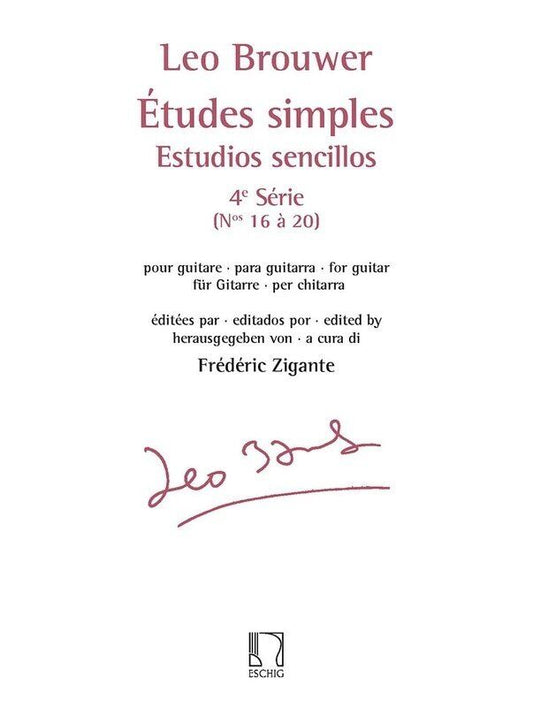 Brouwer - Etudes Simples Vol 4 Nos 16-20 for Guitar