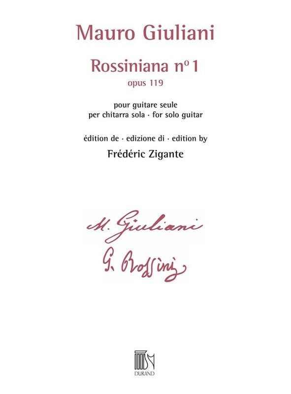 Giuliani - Rossiniana No 1 Op 119 For Solo Guitar Softcover Book (Classical Guitar)