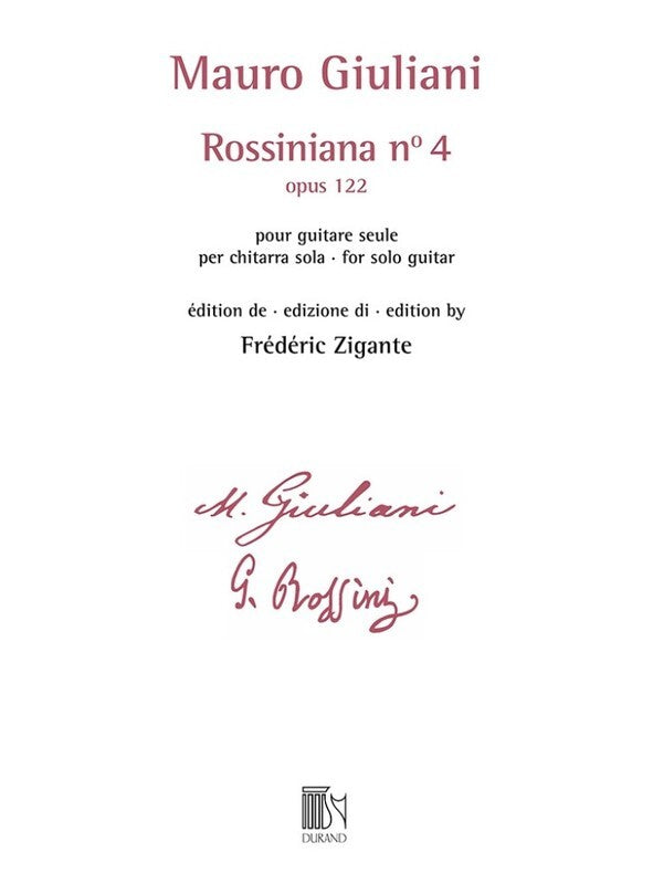 Giuliani - Rossiniana No 4 Op 122 For Solo Guitar Softcover Book (Classical Guitar)