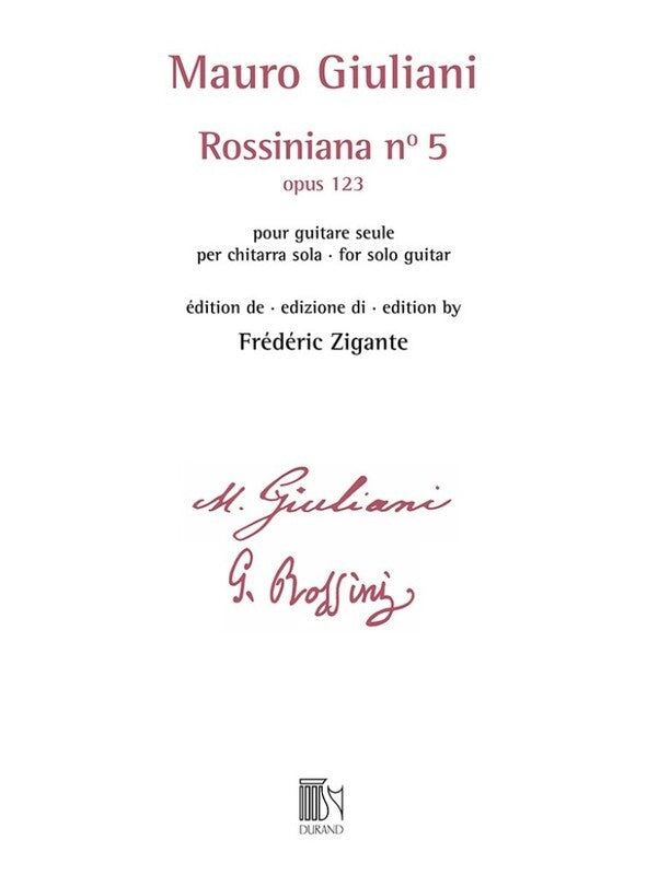 Giuliani - Rossiniana No 5 Op 123 For Solo Guitar Softcover Book (Classical Guitar)