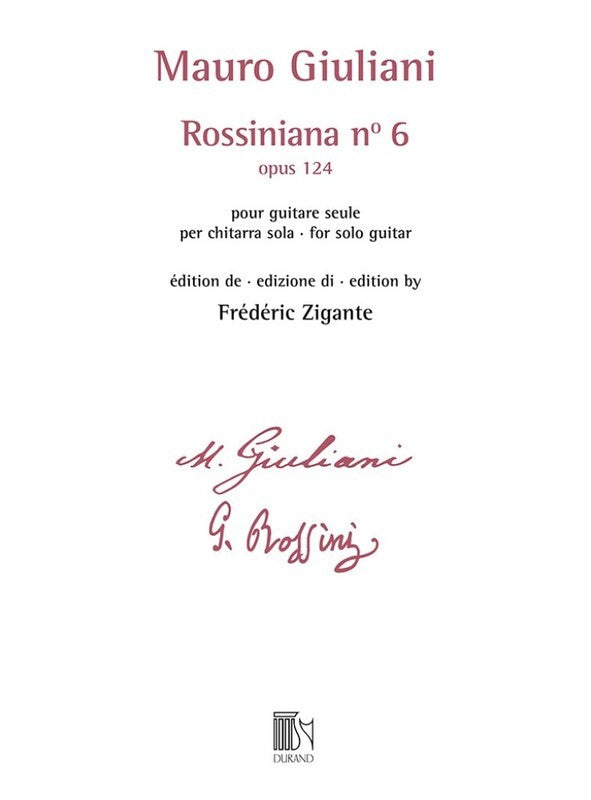Giuliani - Rossiniana No 6 Op 124 For Solo Guitar Softcover Book (Classical Guitar)