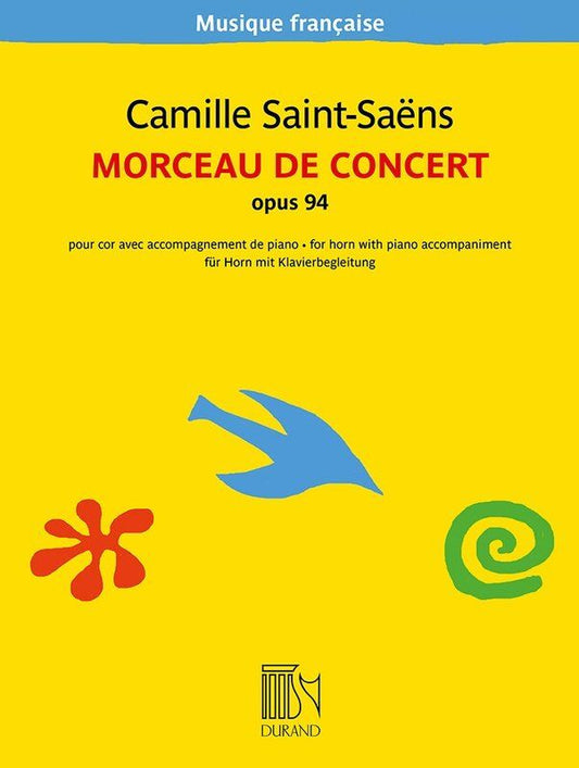Saint-Saens - Morceau de Concert Op. 94 for French Horn and Piano, Durand Editions, 36 Pages, Musique Francaise Series
