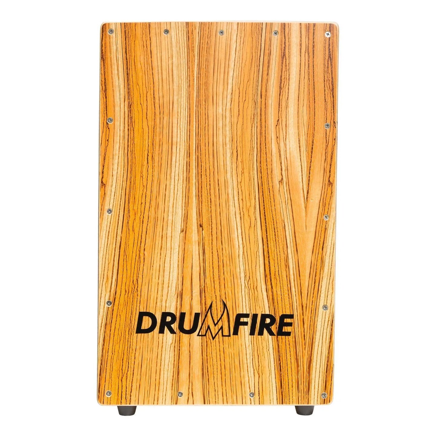 Drumfire Ebenaceae Front Wooden Cajon with Gig Bag - Rugged Marine Ply, Inner Snare Wires, Bass Port, Anti-Slip Rubber Feet, 495mm Height