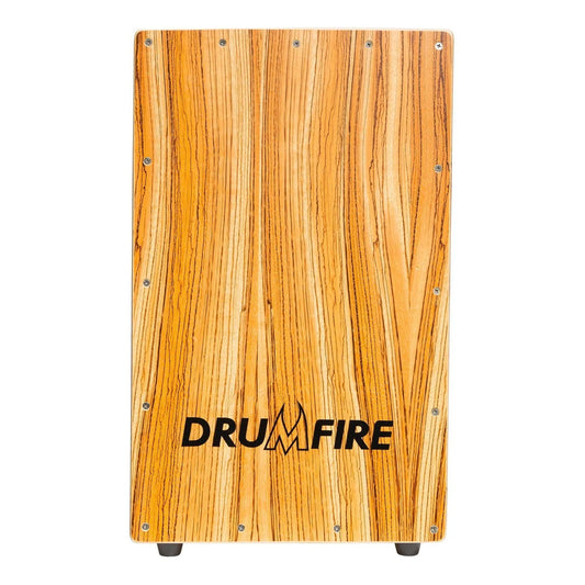 Drumfire Ebenaceae Front Wooden Cajon with Gig Bag, Marine Ply Construction, Inner Snare Wires, Bass Port, Anti-Slip Rubber Feet