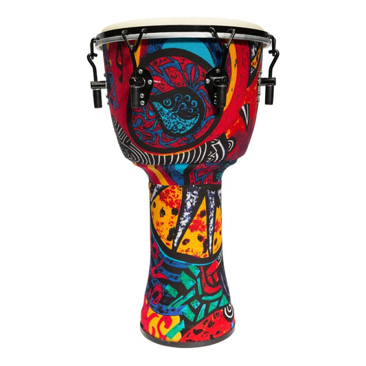 Drumfire 12" Tuneable Synthetic Head Djembe with Gig Bag - Multicolour