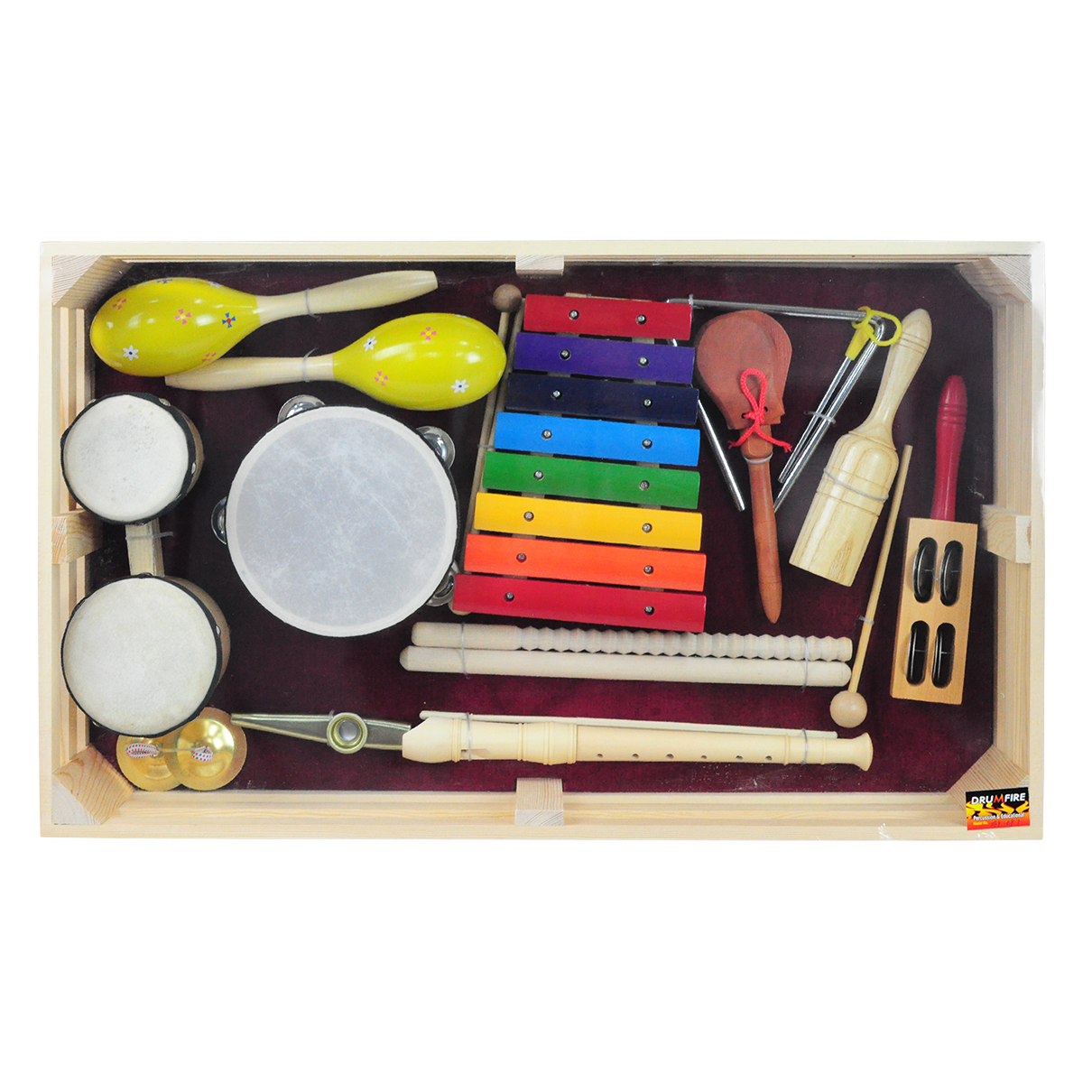 Drumfire DFP-EP7 13-Piece Educational Percussion Pack with Wooden Crate