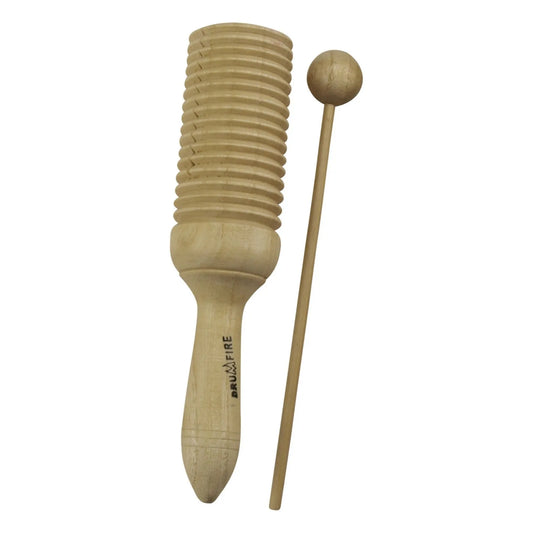 Drumfire DFP-GT31-NGL Handheld Guiro Tone Block - Hardwood with Beater