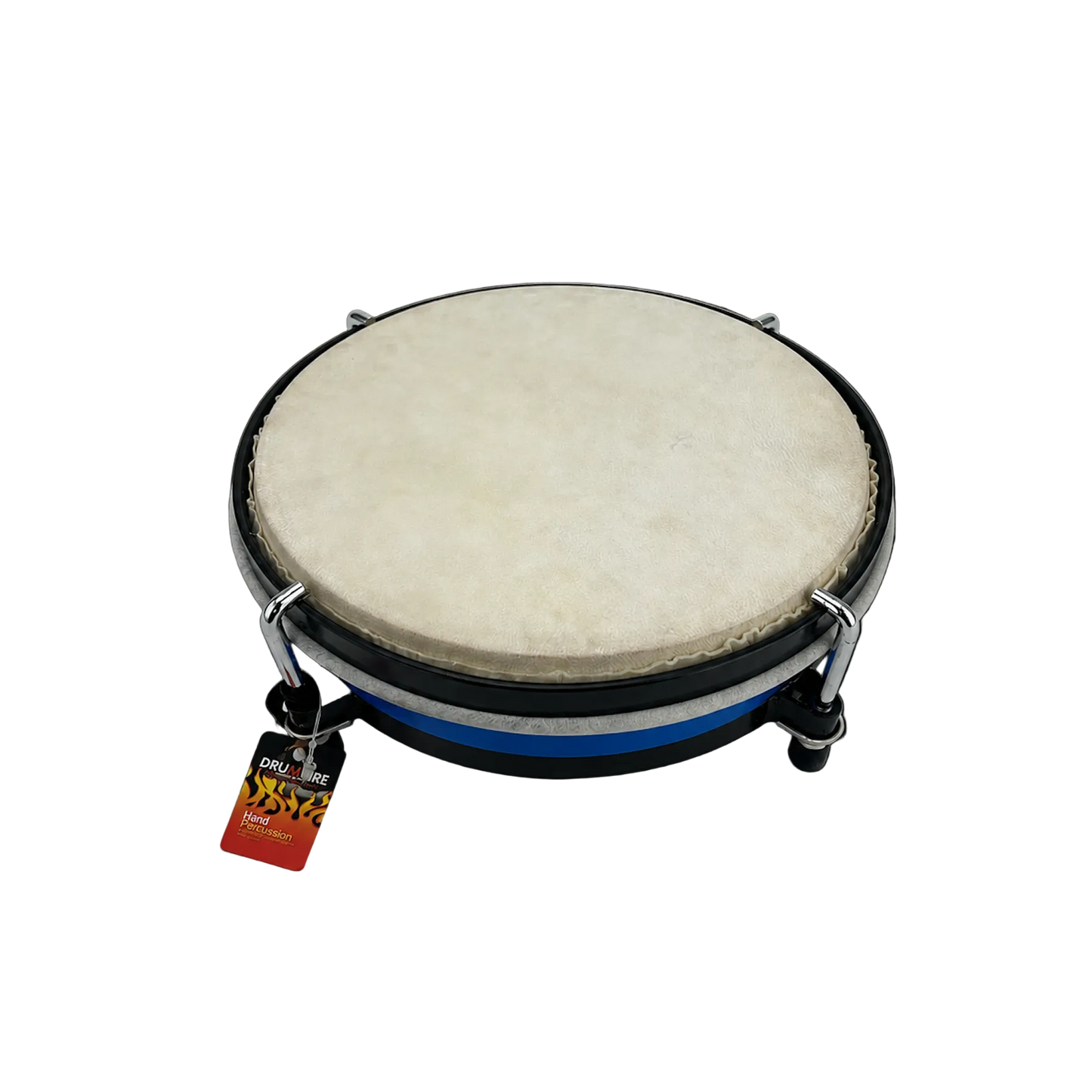 Drumfire 8" Tunable Hand Drum with Steel Baseplate and Non-Slip Rubber, Blue