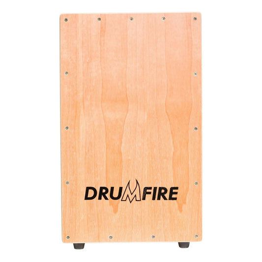 Drumfire Cherry Wood Front Cajon with Gig Bag, Marine Ply Construction, Inner Snare Wires, Bass Port, Anti-Slip Rubber Feet, 495mm Height
