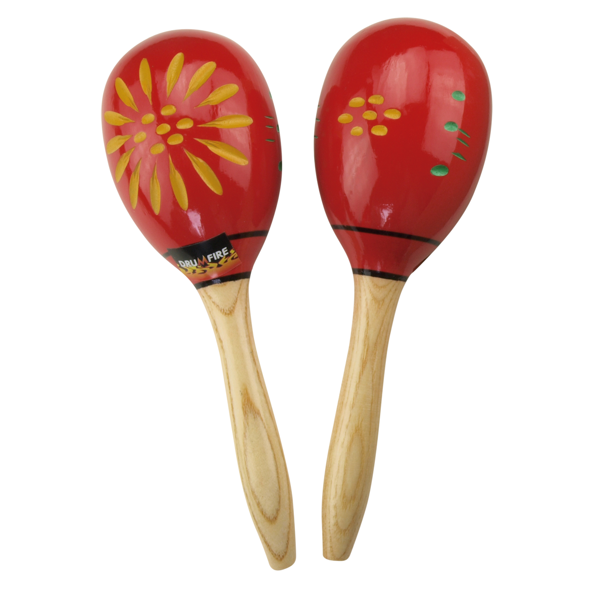 Drumfire DFP-MA16-FLW Wooden Maracas - Floral Pattern, 1 Pair