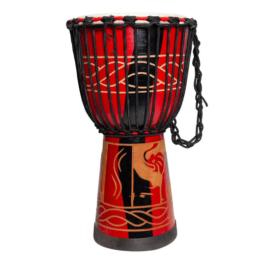 Drumfire Majestic Series 10" Natural Hide Traditional Rope Djembe - Red