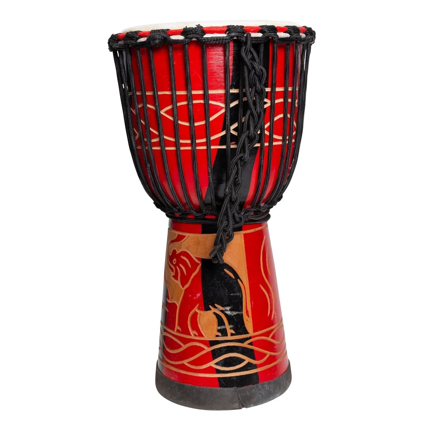 Drumfire Majestic Series 10" Natural Hide Rope Djembe (Red) — view 3