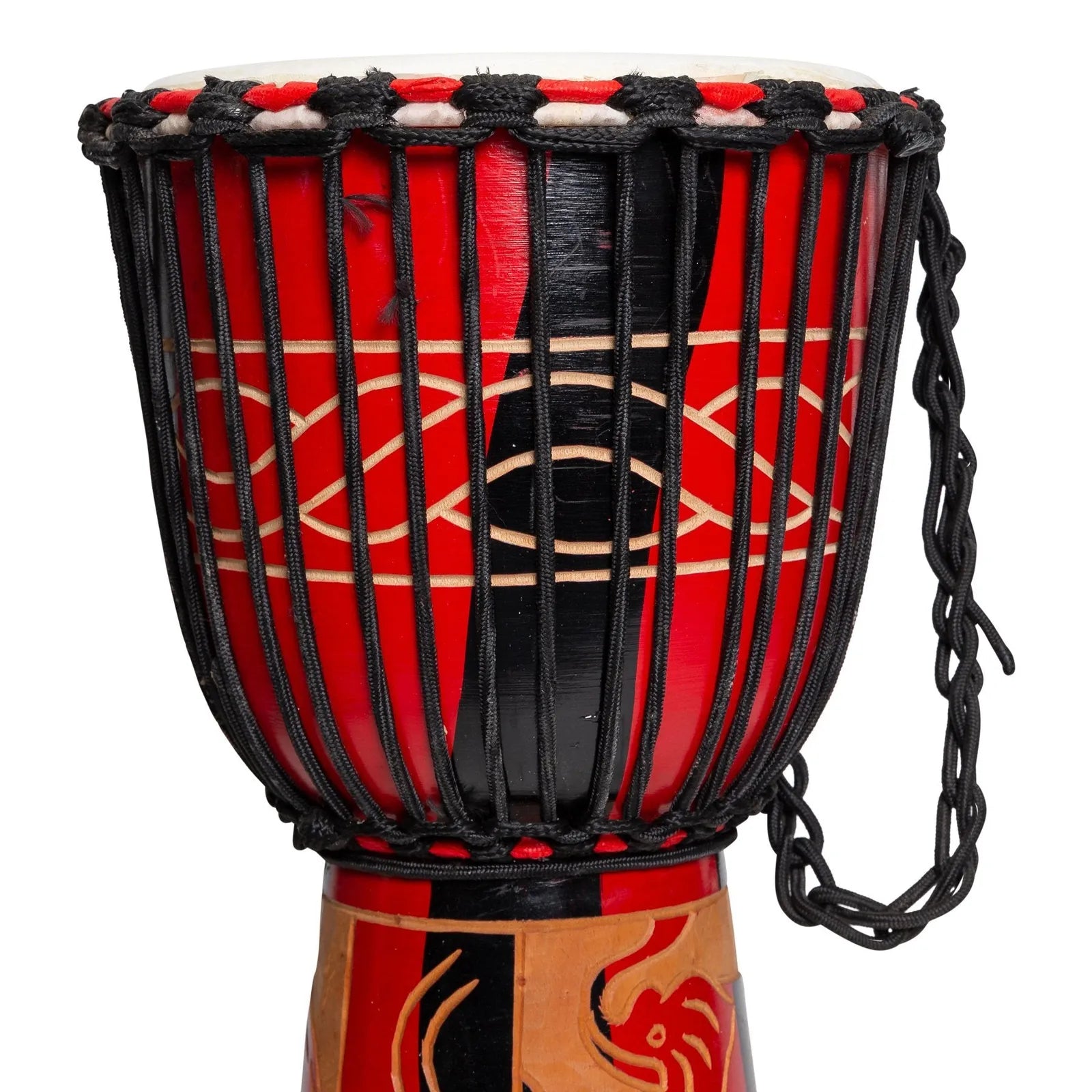 Drumfire Majestic Series 10" Natural Hide Rope Djembe (Red) — view 2