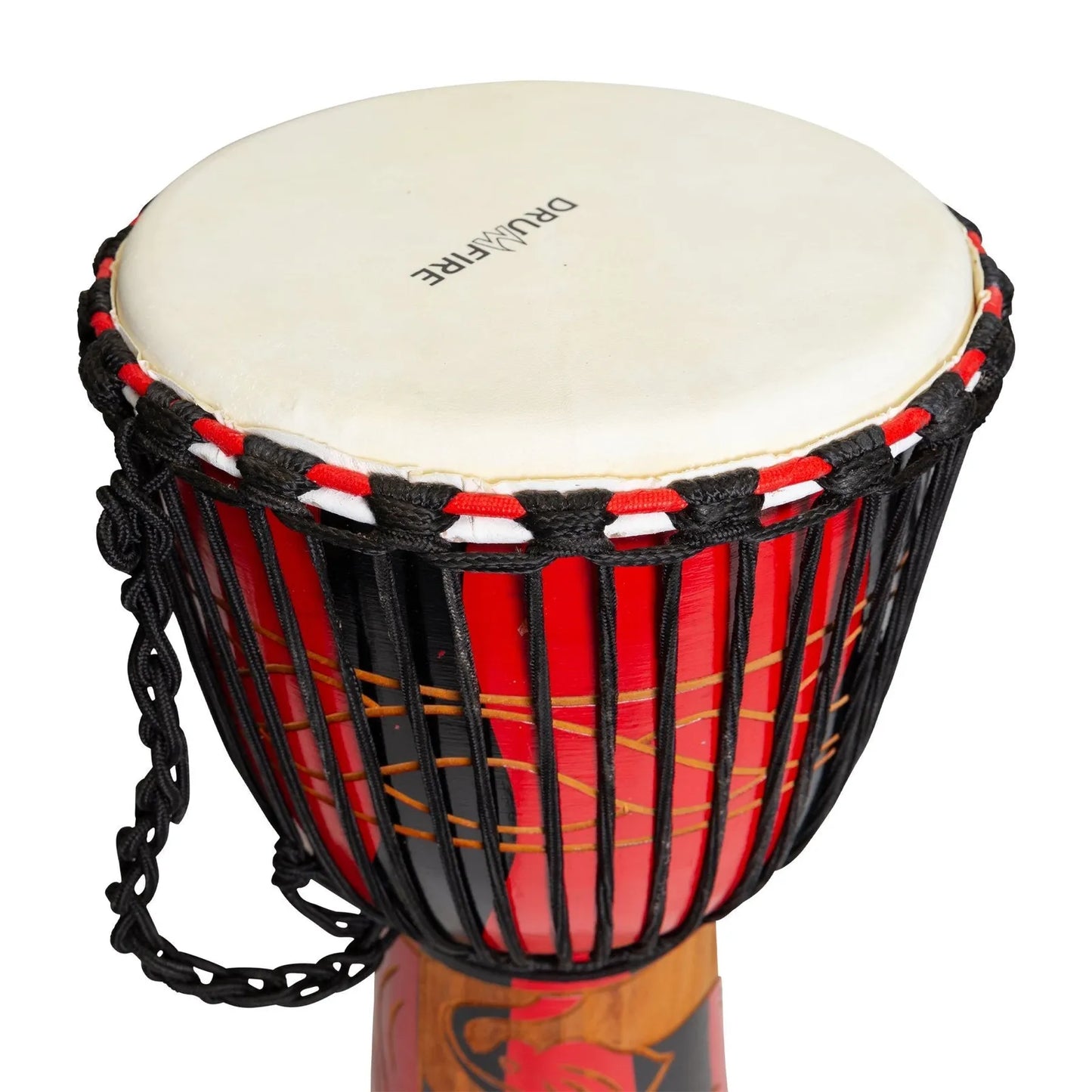 Drumfire Majestic Series 12" Natural Hide Traditional Rope Djembe - Red — view 4