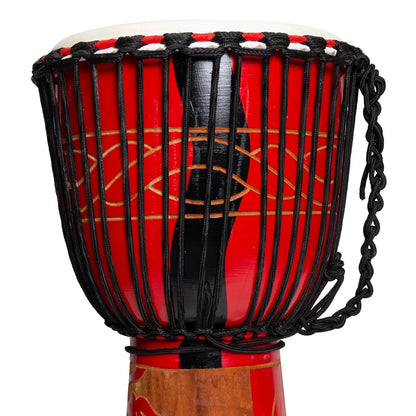 Drumfire Majestic Series 12" Natural Hide Traditional Rope Djembe - Red — view 2