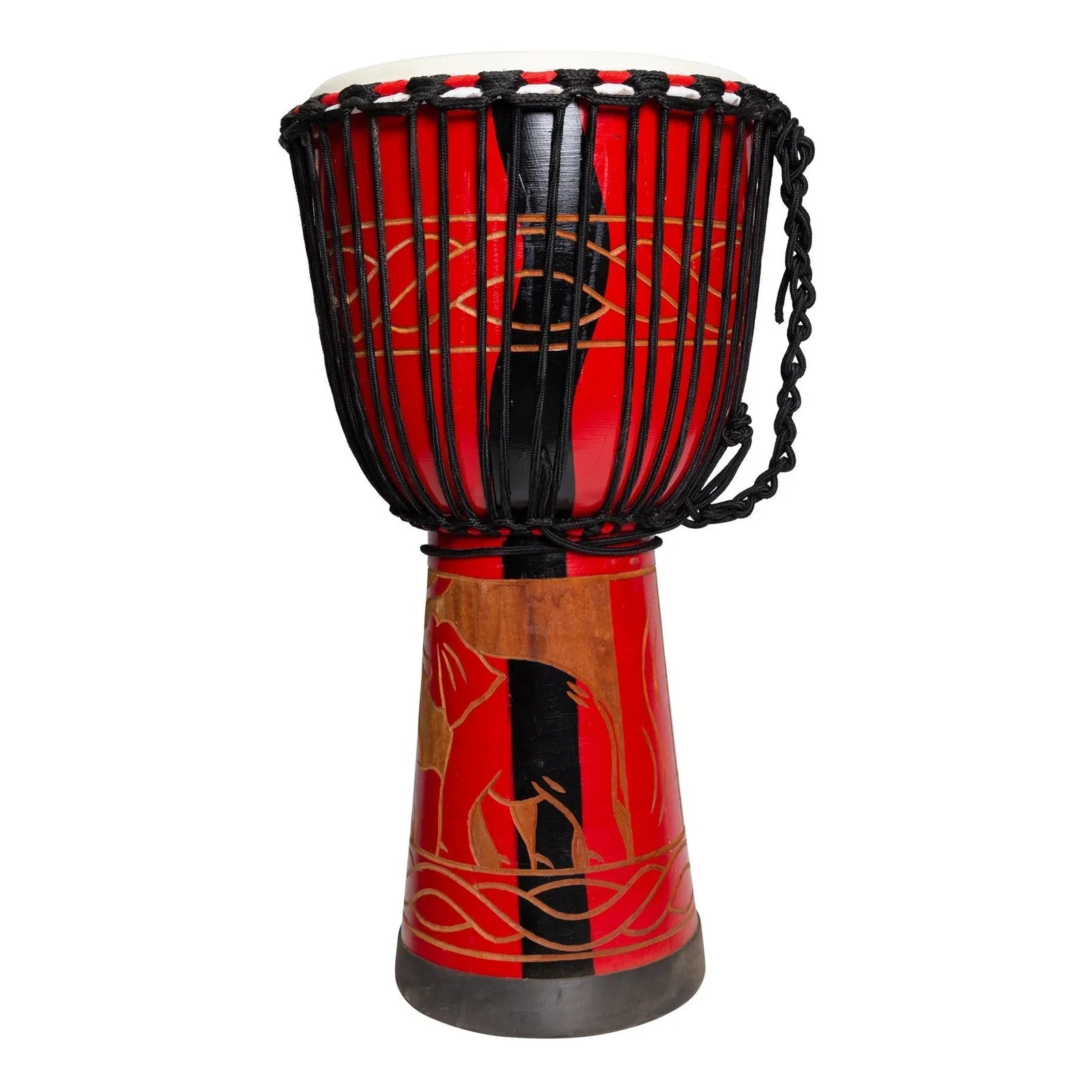 Drumfire Majestic Series 12" Natural Hide Traditional Rope Djembe - Red