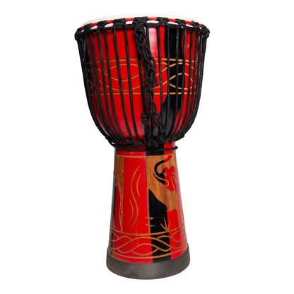 Drumfire Majestic Series 12" Natural Hide Traditional Rope Djembe - Red — view 3