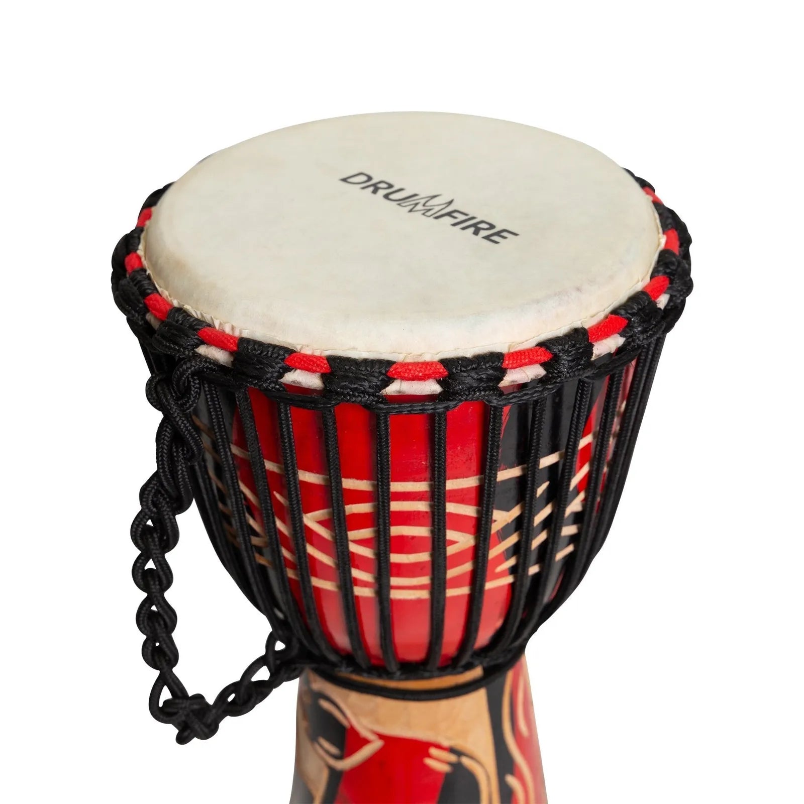 Drumfire Majestic Series 8" Natural Hide Traditional Rope Djembe Red — view 4