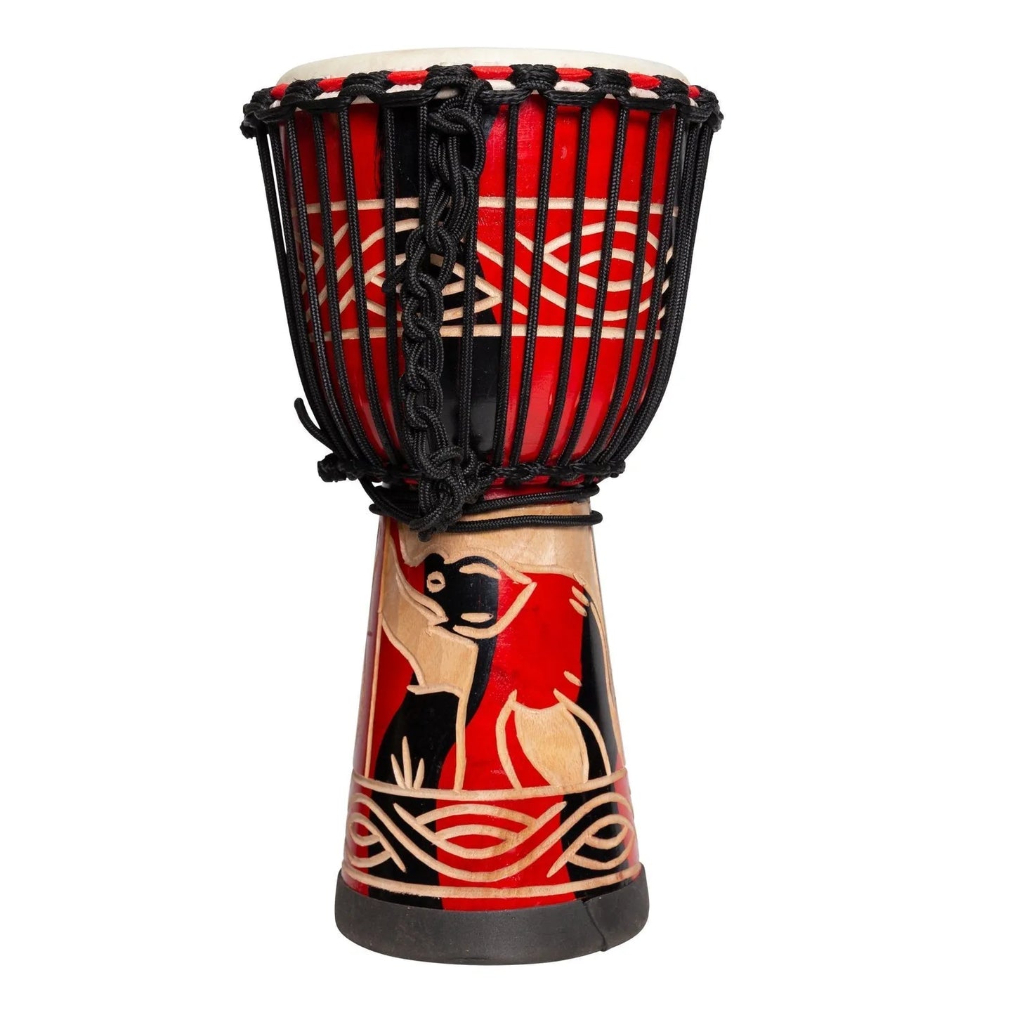 Drumfire Majestic Series 8" Natural Hide Traditional Rope Djembe Red — view 3