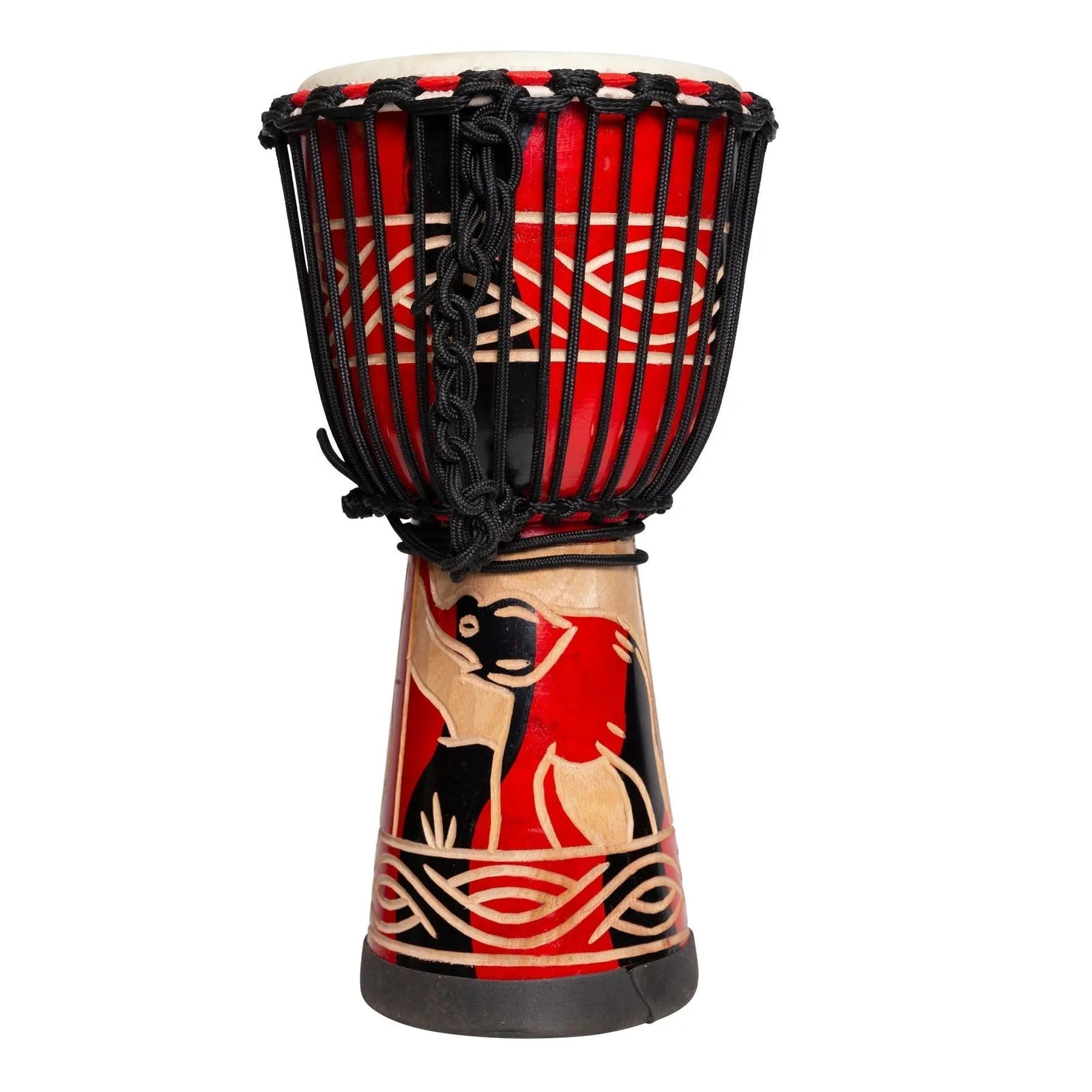 Drumfire Majestic Series 8" Natural Hide Traditional Rope Djembe Red — view 3