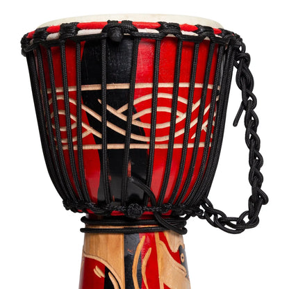 Drumfire Majestic Series 8" Natural Hide Traditional Rope Djembe Red — view 2