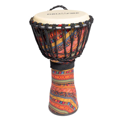 Drumfire 10" Synthetic Head Rope Djembe with Gig Bag - Multicolour — view 4