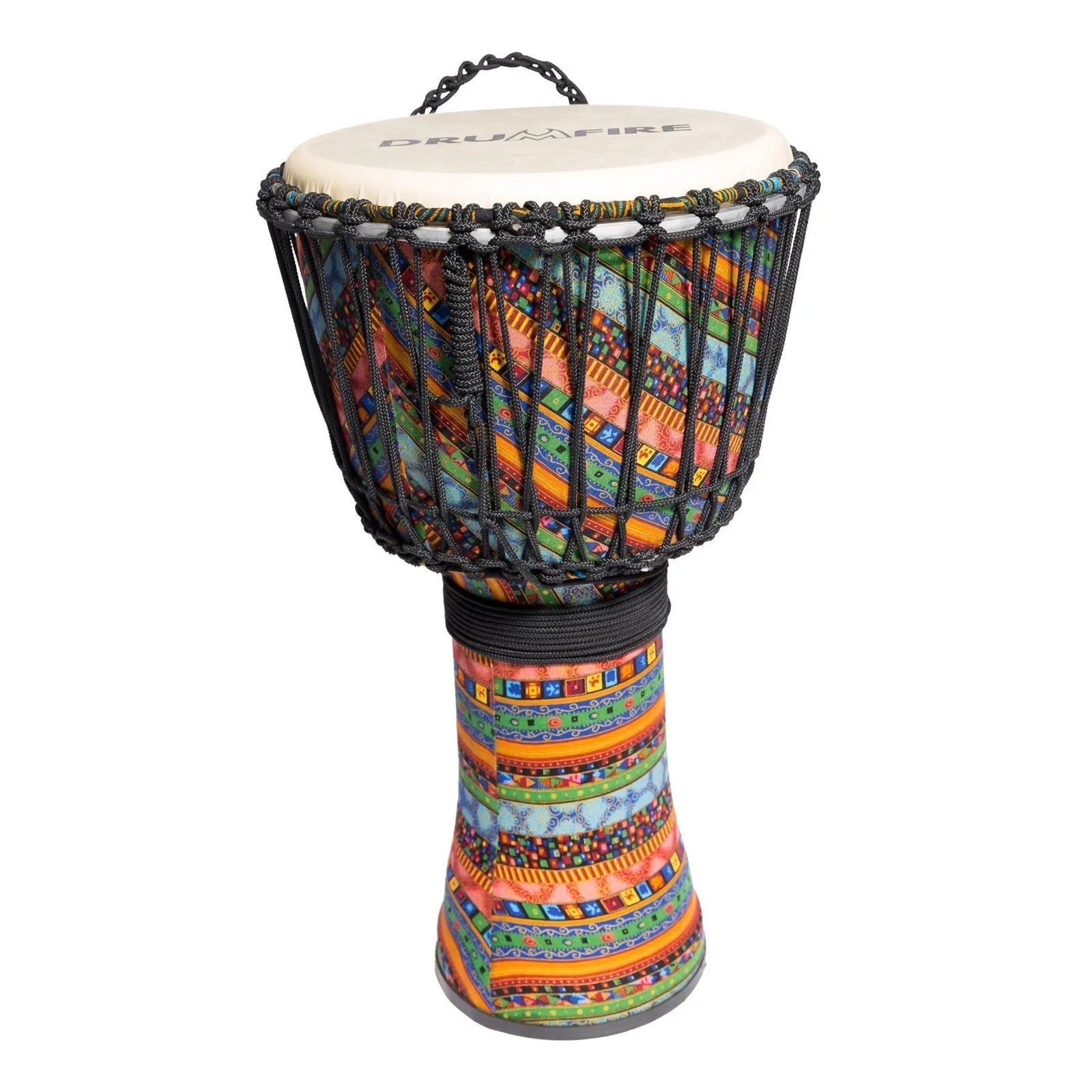 Drumfire 12" Synthetic Head Rope Djembe with Gig Bag - Multicolour — view 4