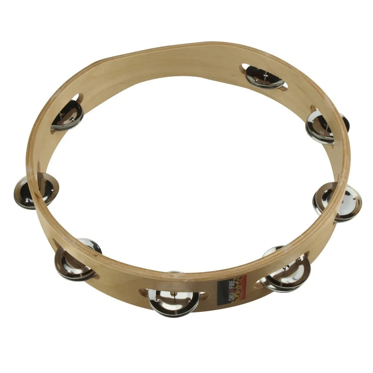 Drumfire DFP-T108-NGL 10" Wooden Tambourine with 8 Pairs of Jingles