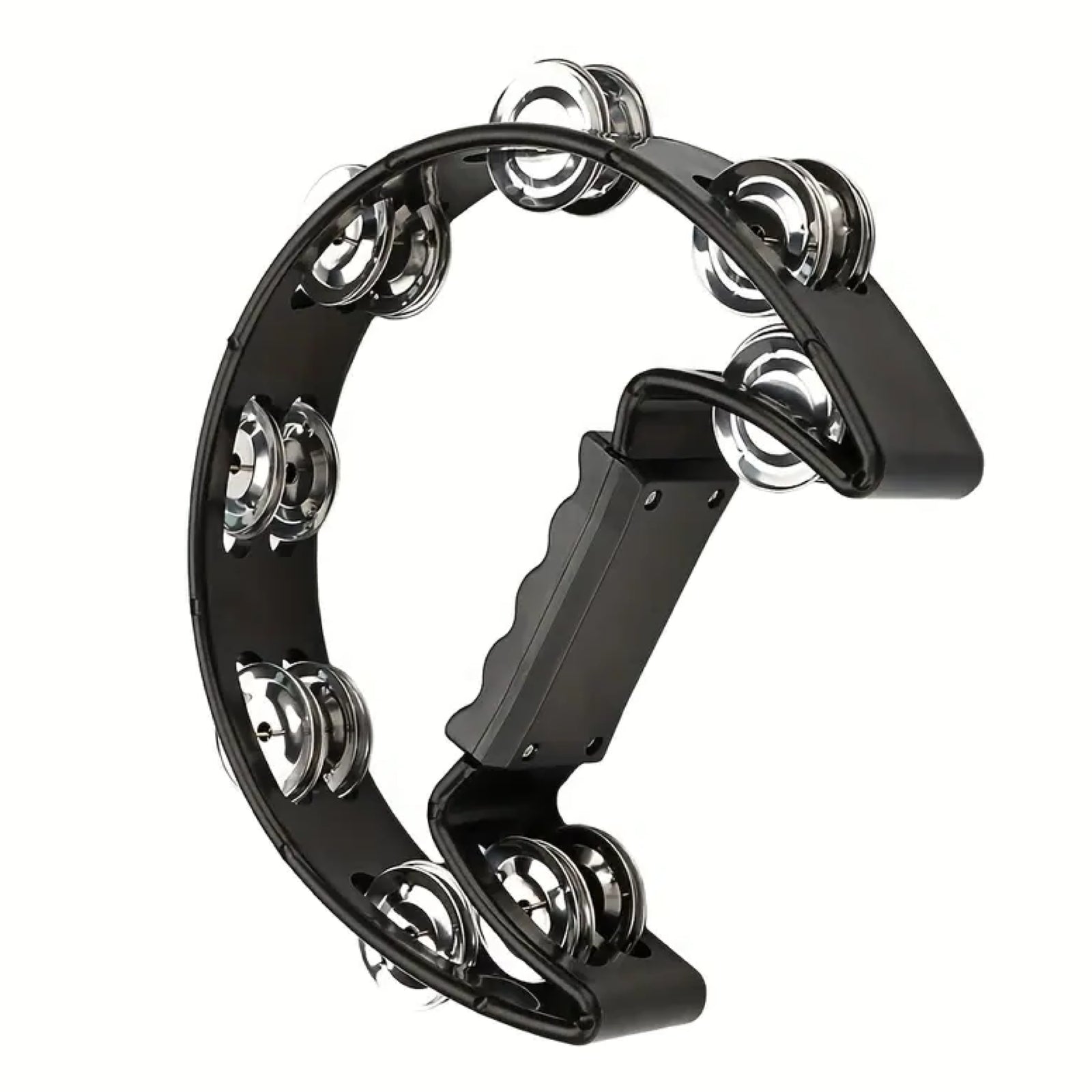 Drumfire DFP-TP1-BLK Half Moon ABS Tambourine with Single Row Jingles - Black