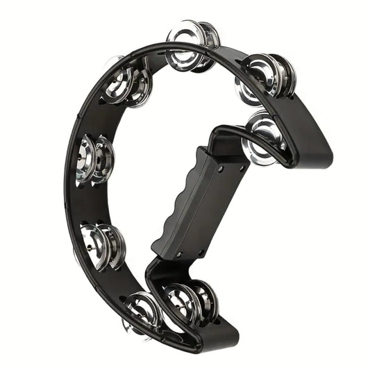 Drumfire DFP-TP1-BLK Half Moon ABS Tambourine with Single Row Jingles - Black