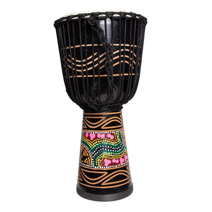 Drumfire Tribal Series 12" Natural Hide Rope Djembe - Black — view 3