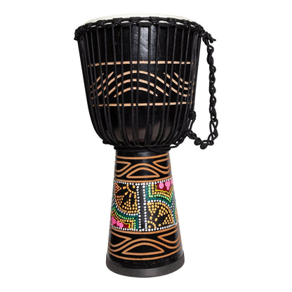 Drumfire Tribal Series 12" Natural Hide Rope Djembe - Black