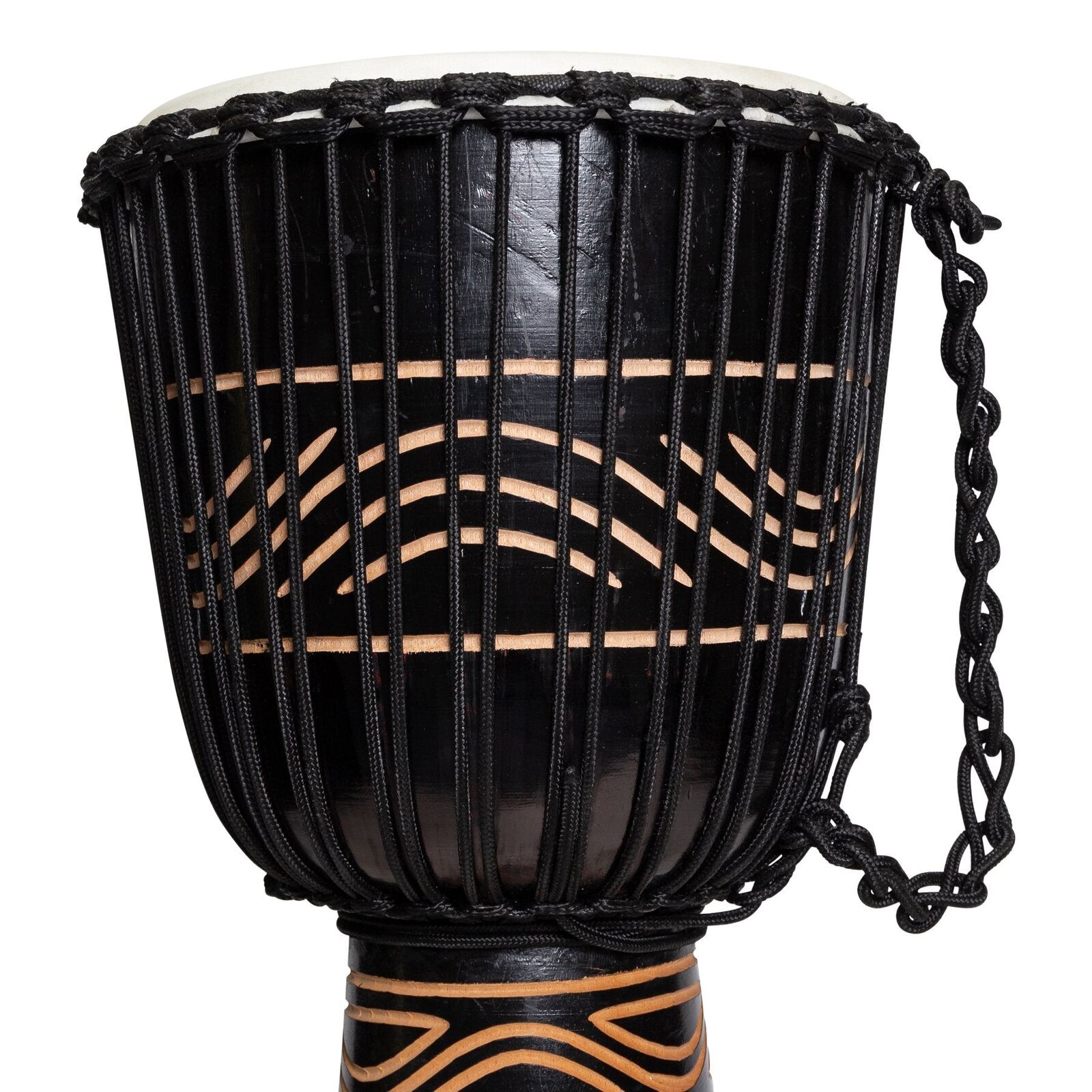 Drumfire Tribal Series 12" Natural Hide Rope Djembe - Black — view 2