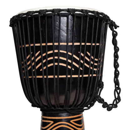 Drumfire Tribal Series 12" Natural Hide Rope Djembe - Black — view 2