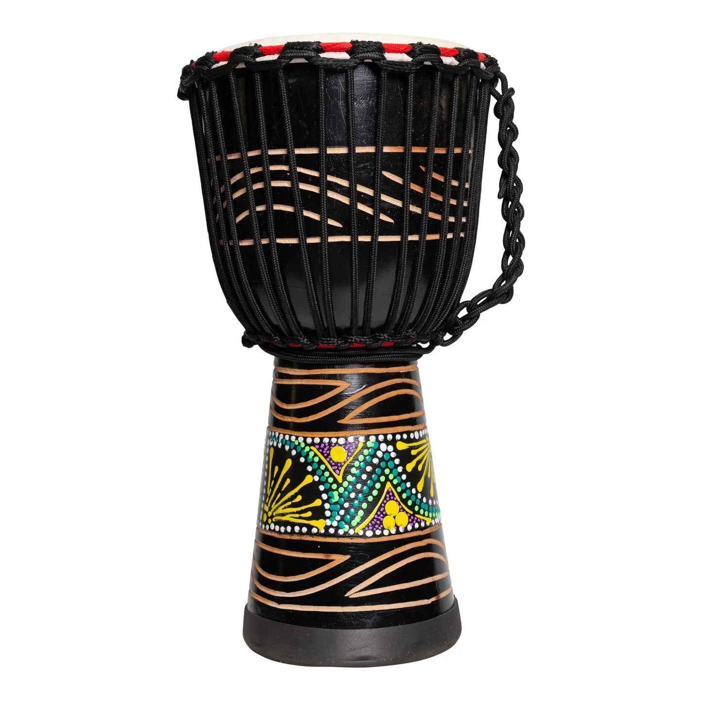 Drumfire Tribal Series 8" Natural Hide Rope Djembe - Black