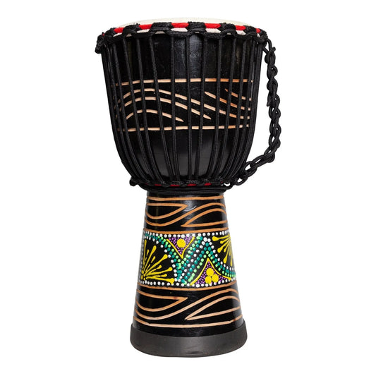 Drumfire Tribal Series 8" Natural Hide Traditional Rope Djembe Black