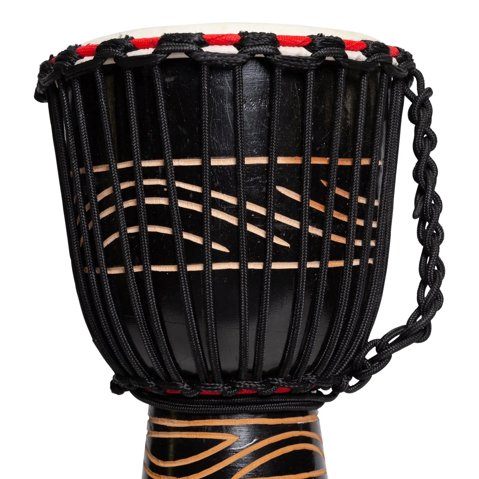 Drumfire Tribal Series 8" Natural Hide Rope Djembe - Black — view 2