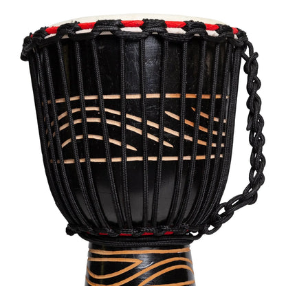 Drumfire Tribal Series 8" Natural Hide Rope Djembe - Black — view 2