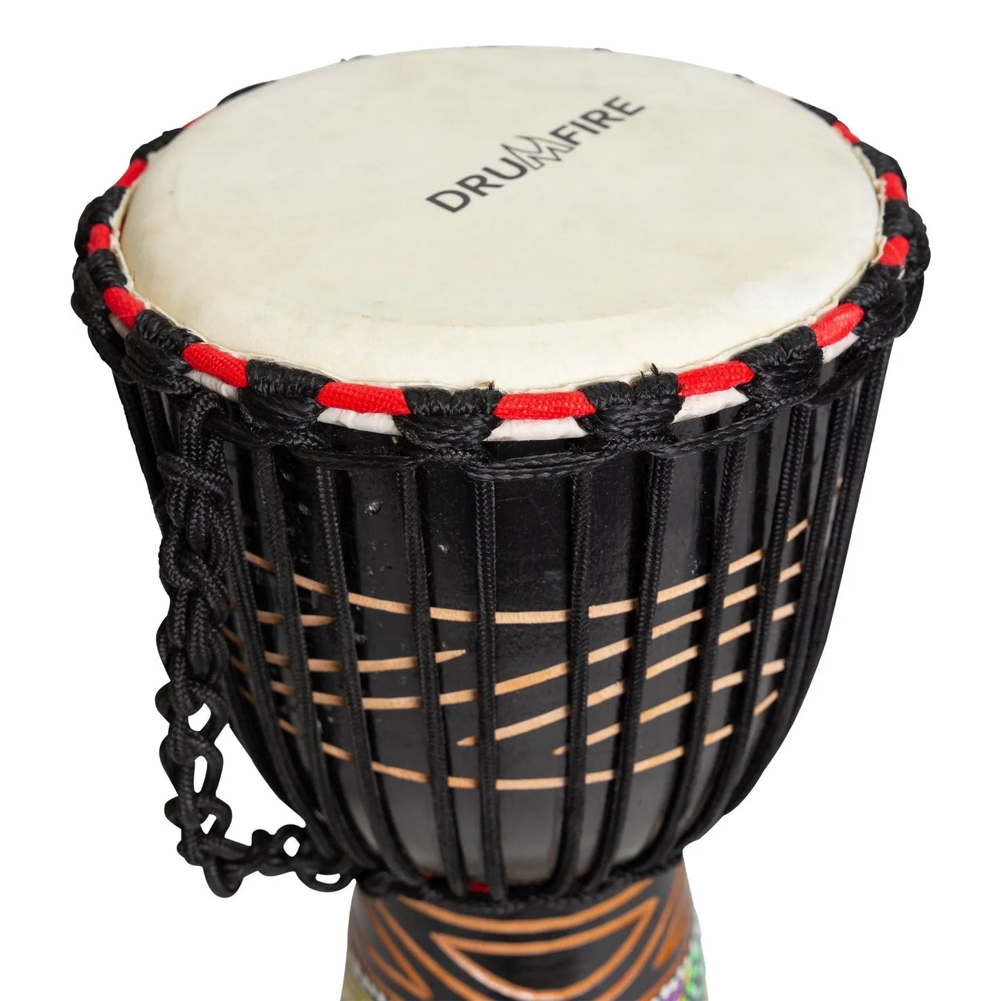 Drumfire Tribal Series 8" Natural Hide Rope Djembe - Black — view 4