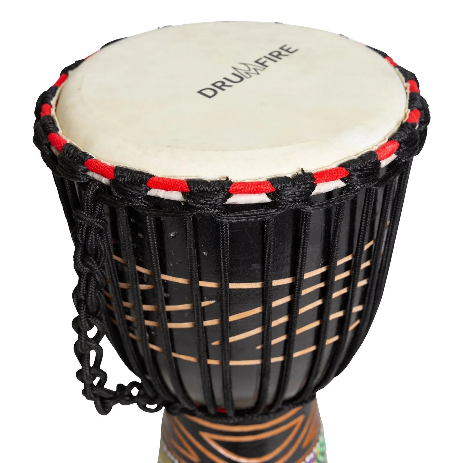 Drumfire Tribal Series 8" Natural Hide Rope Djembe - Black — view 4