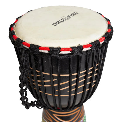 Drumfire Tribal Series 8" Natural Hide Rope Djembe - Black — view 4