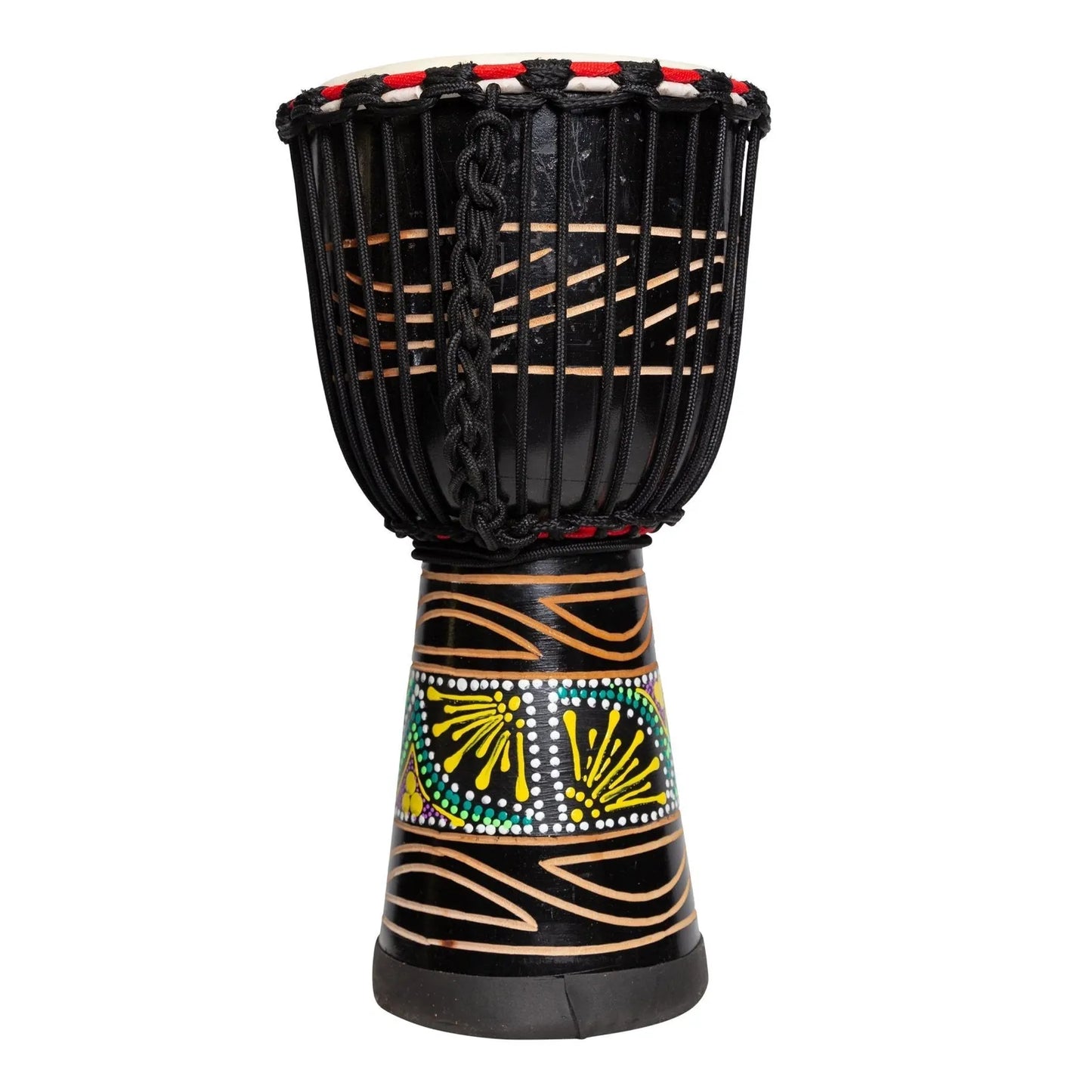 Drumfire Tribal Series 8" Natural Hide Rope Djembe - Black — view 3