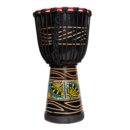 Drumfire Tribal Series 8" Natural Hide Rope Djembe - Black — view 3