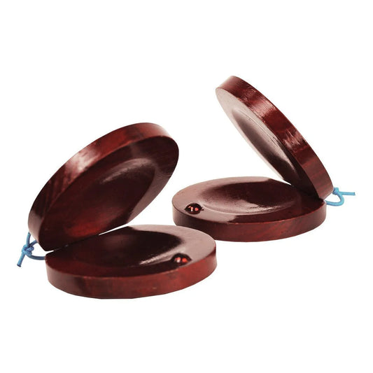 Drumfire DFP-WFC15-NGL Large Wooden Finger Castanets with Elastic Band and Metal Striker, 7cm Diameter, Maroon Gloss Finish, Pair