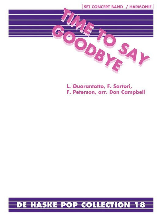 Time To Say Goodbye Concert Band 3 Score/Parts