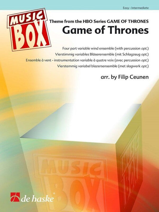 Game of Thrones 4 Part Variable Wind Ensemble SC/PTS by Ramin Djawadi, Arranged by Filip Ceunen, De Haske Publications